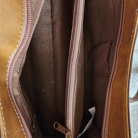 y2k Western Yallternative Mobwife Coastal GrandmotherBrown Patchwork Leather Bag - Picture 12 of 14